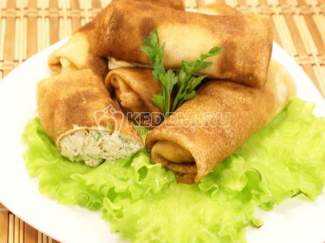 Рецепт блинчиков с курицей