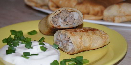 Блинчики с мясом и рисом