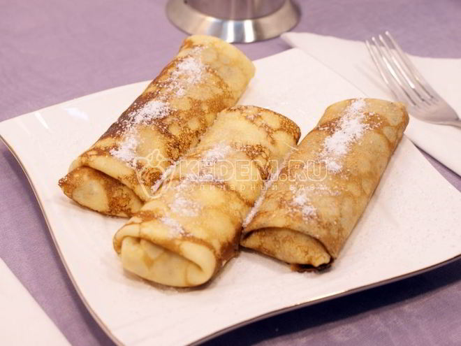 Рецепт блинчиков с творогом и изюмом