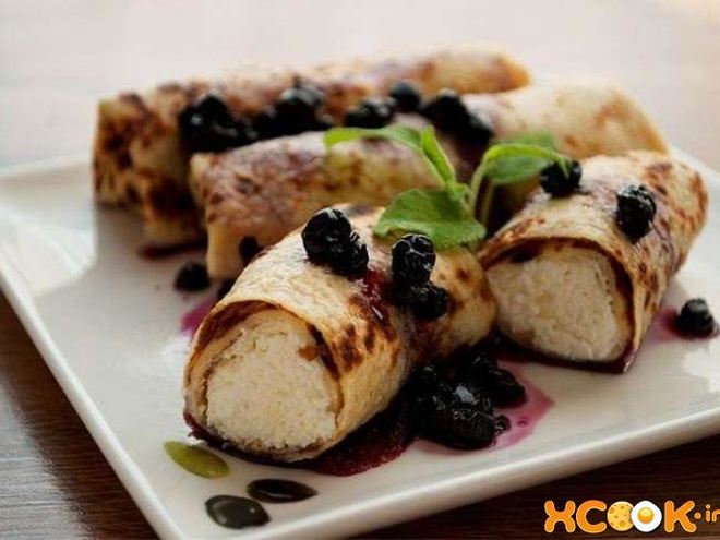Рецепт блинов, фаршированных творогом,