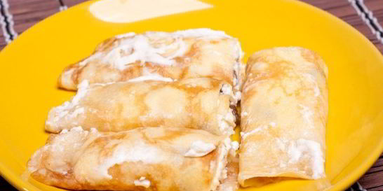 Блины на молоке с творогом