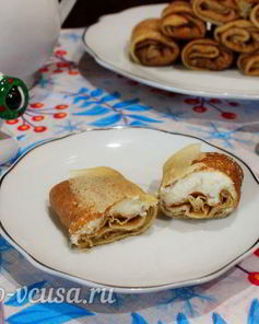 Блины на простокваше с творогом