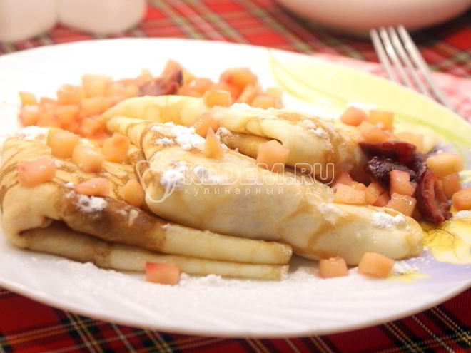 Рецепт блинов с фруктовой начинкой