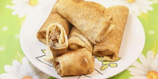 Блины с капустой и грибами