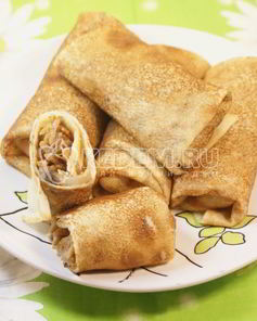 Блины с капустой и грибами
