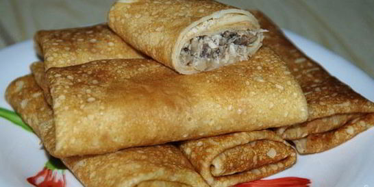 Блины с курицей и грибами