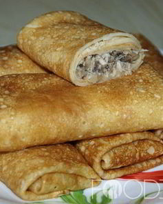 Блины с курицей и грибами