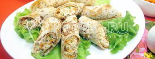 блины с курицей и морковью по-корейски. Шаг 11