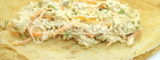 блины с курицей и морковью по-корейски. Шаг 9