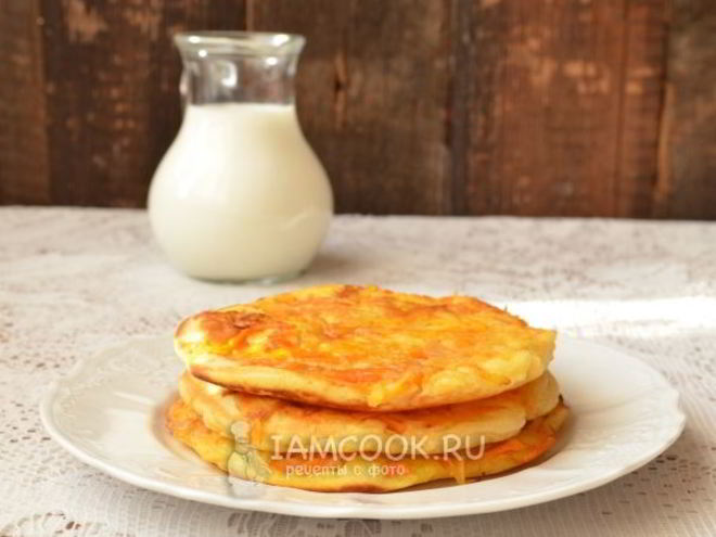 Рецепт блинов с припеком из яблок и моркови