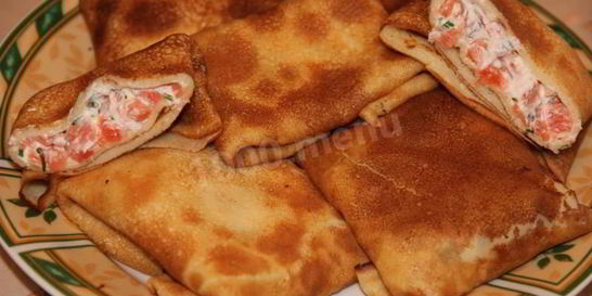 Блины с семгой и сыром