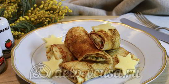 Блины с сыром и зеленью