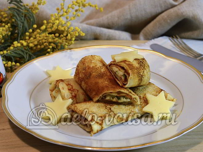 Рецепт блинов с сыром и зеленью