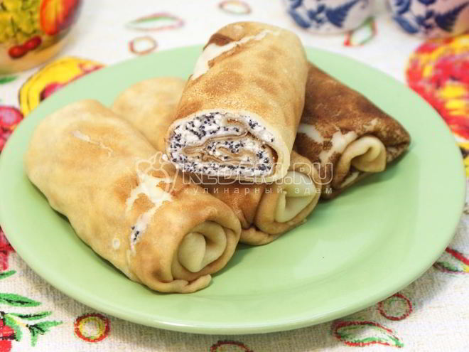 Рецепт блинов с творогом и маком