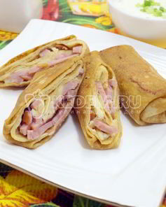 Блины с ветчиной и сыром