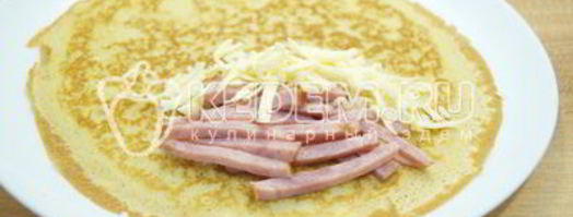 блины с ветчиной и сыром. Шаг 7