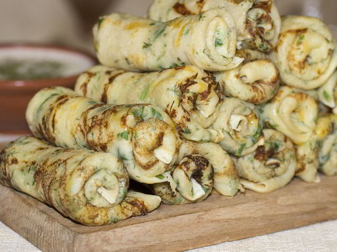 Рецепт голландских блинчиков с сыром и зеленью