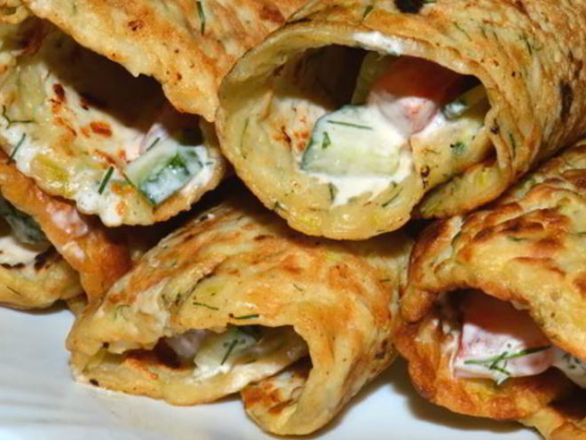 Рецепт кабачковых блинов с начинкой