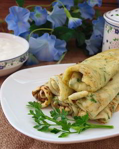 Сырные блины с зеленью