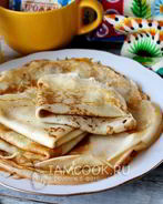 Тонкие блины с дырочками на дрожжах