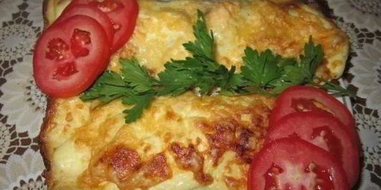 Яичные блинчики с грибами и курицей