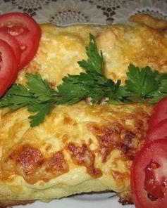 Яичные блинчики с грибами и курицей