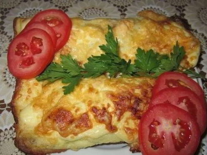 Рецепт яичных блинчиков с грибами и курицей