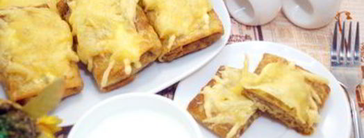 запеченные блины с курицей и грибами. Шаг 15