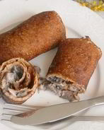 Заварные гречневые блины с шампиньонами