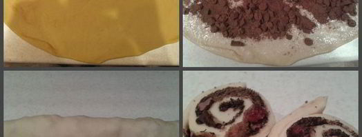 булочки с шоколадом, вишней и песочной крошкой. Шаг 6