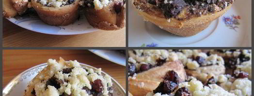 булочки с шоколадом, вишней и песочной крошкой. Шаг 9