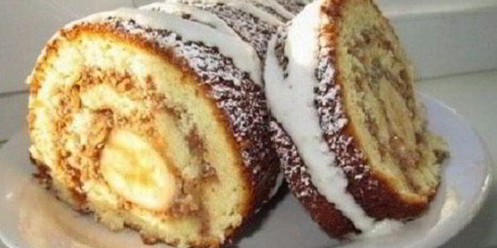 Быстрый рулетик с бананом к чаю