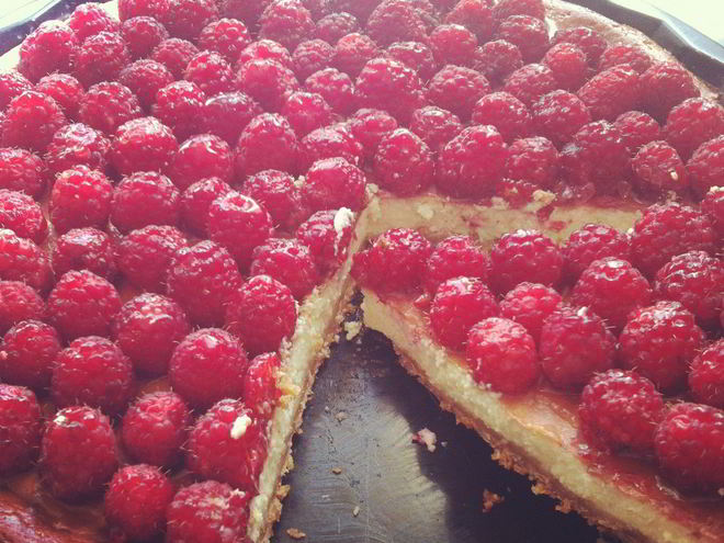 Рецепт чизкейка из рикотты с малиной