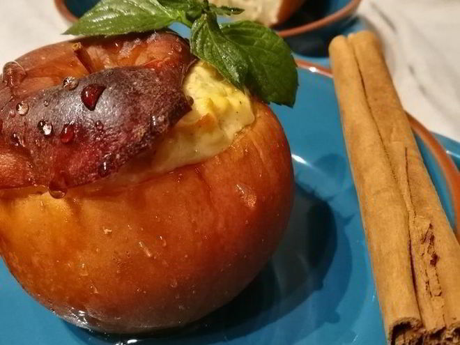 Рецепт чизкейка в яблоке