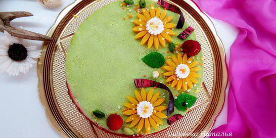 Фисташковый чизкейк с малиной