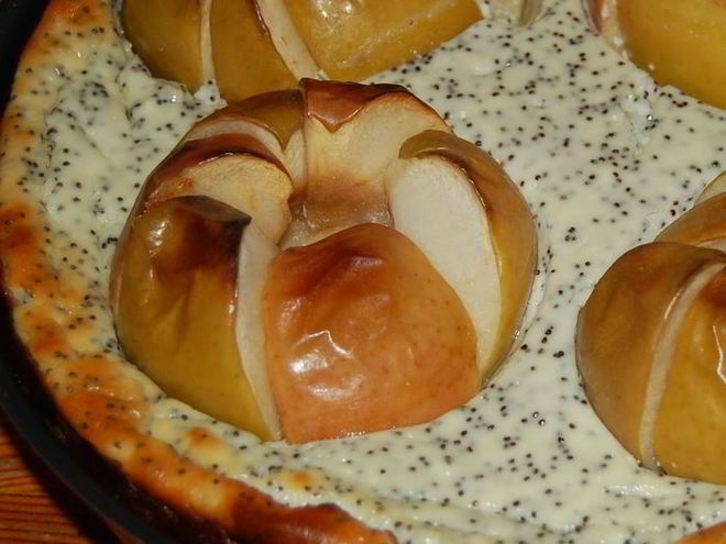 Рецепт яблочно-творожного чизкейк с маком