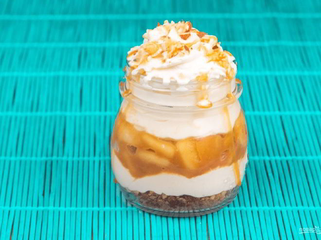 Рецепт яблочный чизкейк в баночках