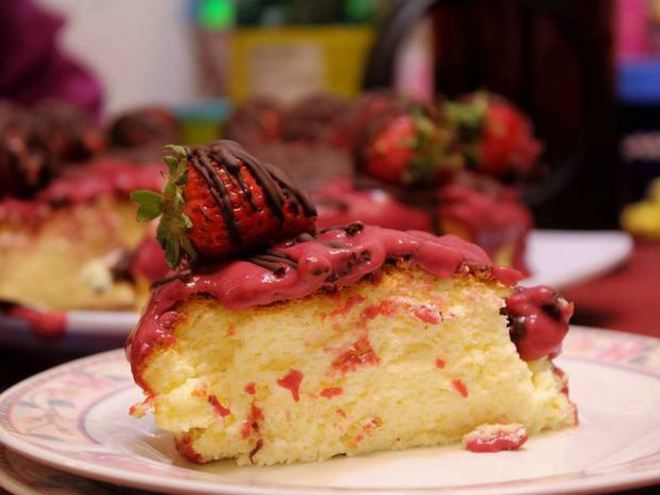 Рецепт японского хлопкового чизкейка с малиновым курдом