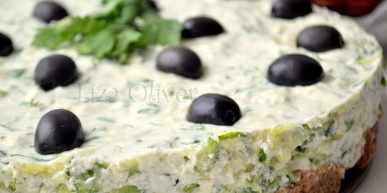 Закусочный чизкейк из брынзы и огурца