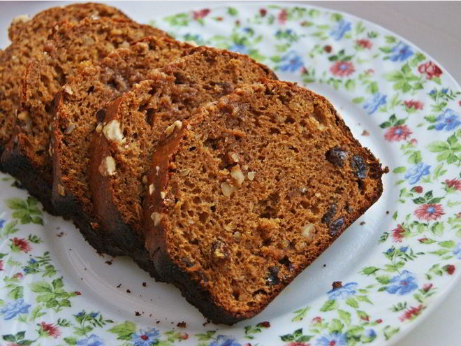 Рецепт кекса со сгущенным молоком, орехами и изюмом