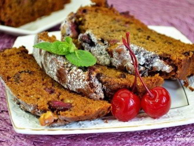 Рецепт постного кекса с вишней