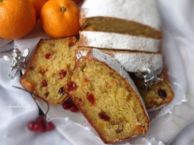 Рецепт рождественского творожного кекса с сухофруктами и апельсиновым ароматом