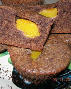 Шоколадные кексы с персиками