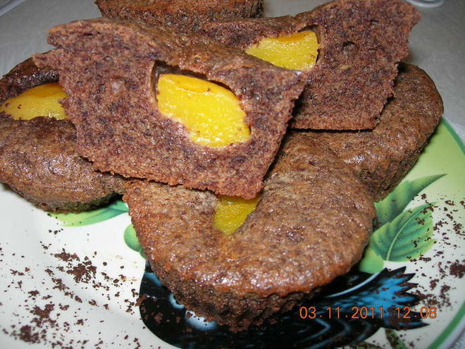 Рецепт шоколадных кексов с персиками