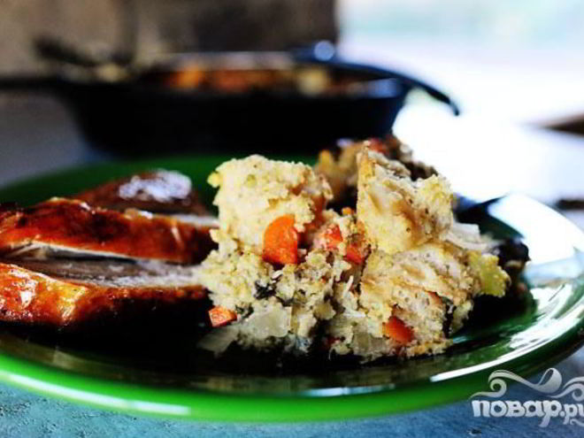 Рецепт жареного хлеба с устрицами и овощами