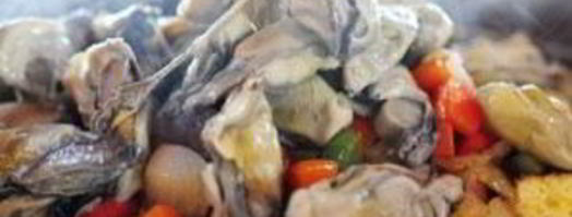 жареный хлеб с устрицами и овощами. Шаг 3