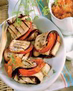 Конвертики из баклажанов с помидорами и хреном