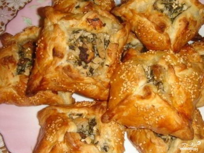 Рецепт конвертиков с курицей и грибами