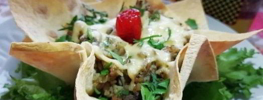 греча с печенью в корзинке из лаваша. Шаг 12