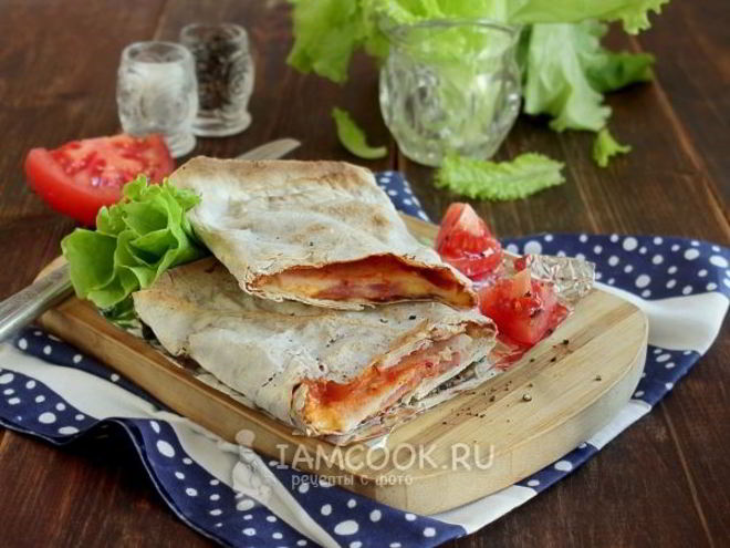 Рецепт лаваша с ветчиной и сыром в духовке